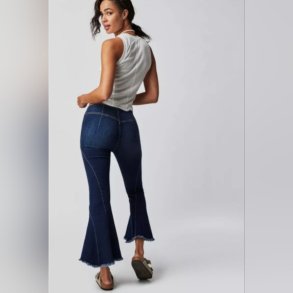 Free People Dark Blue Flared Jeans - Picture 3 of 9